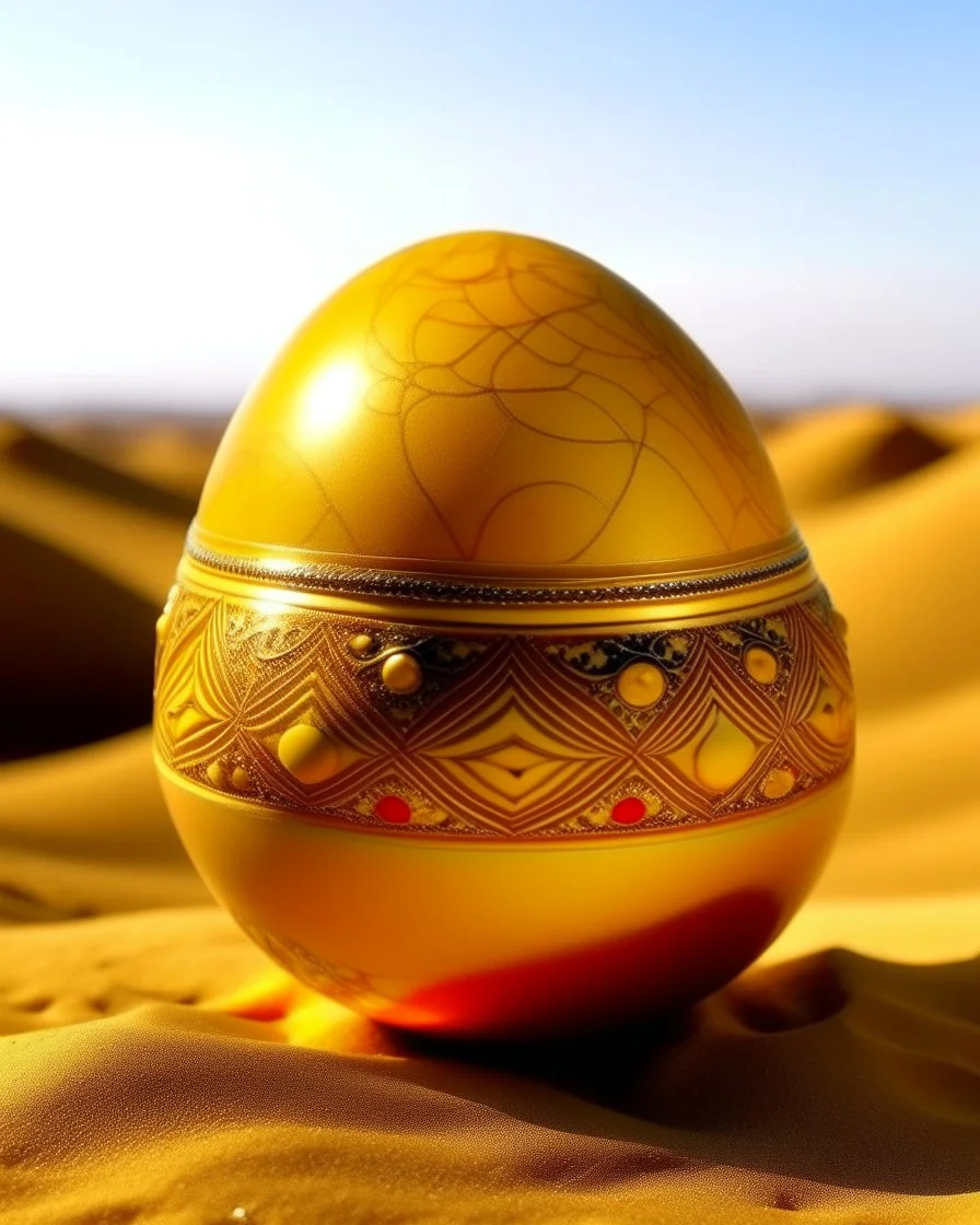 A yellow desert in daylight designed in Mehndi design painted by Peter Carl Faberge