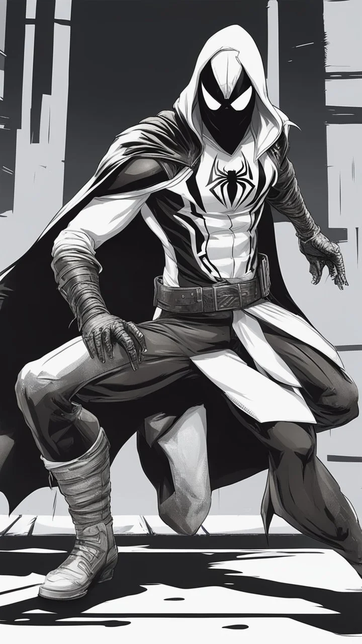 Venom spiderman with assassin creed Clothes with black suit and white hody