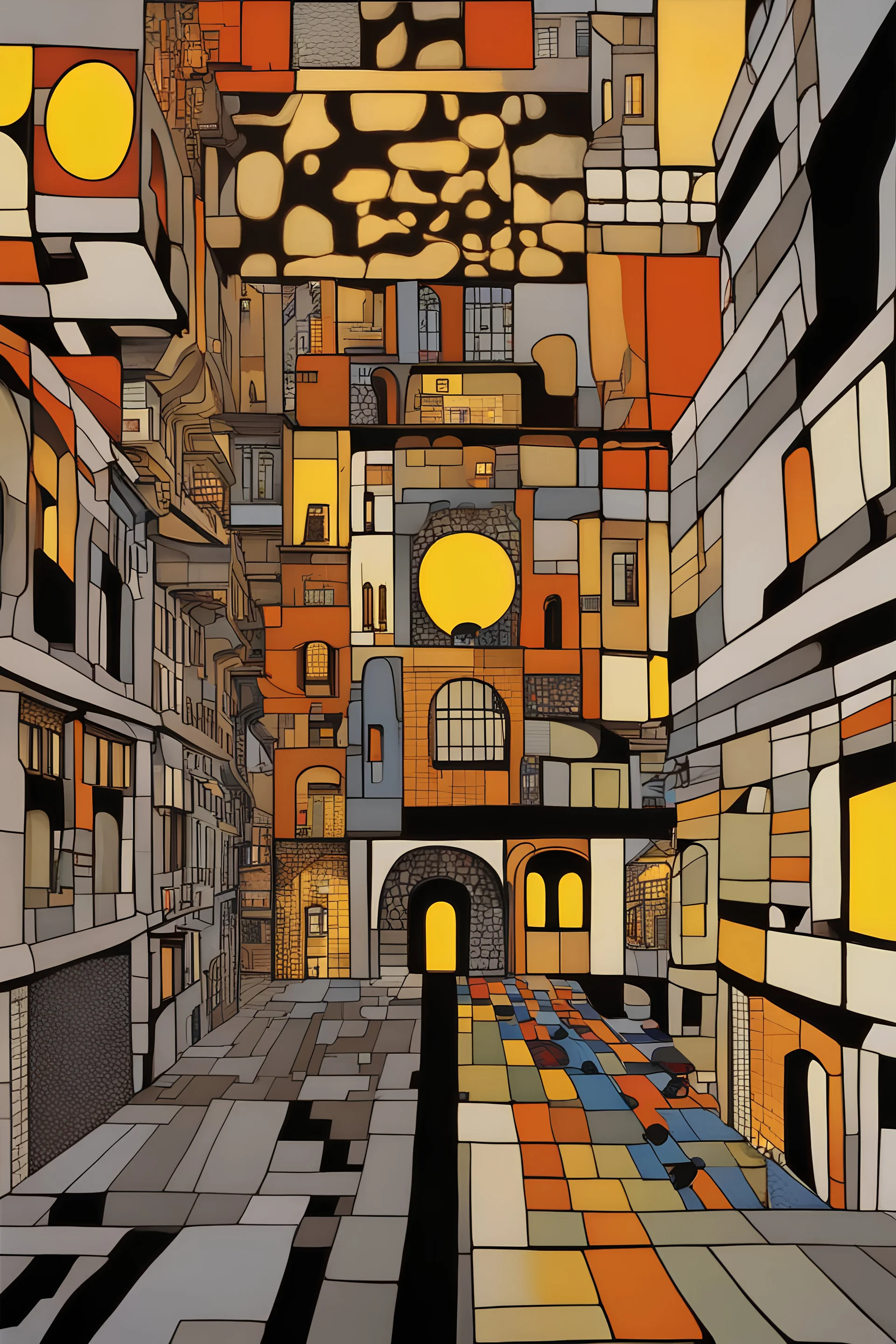 What I'm watching is watching itself; Hundertwasser; M. C. Escher; Golden Hour