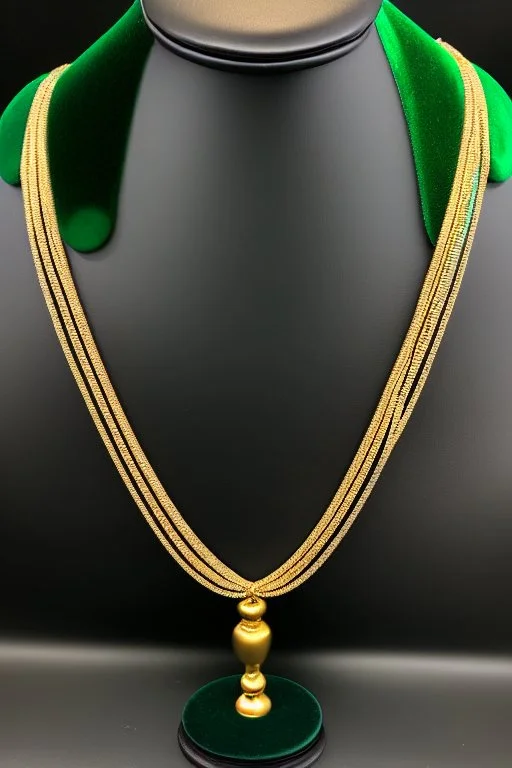 dark green velvet Necklace Mannequin Stand on a luxury table