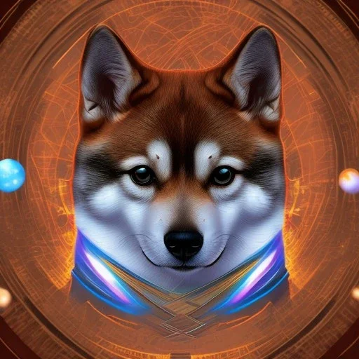 3rd eye space shiba inu, with lightning