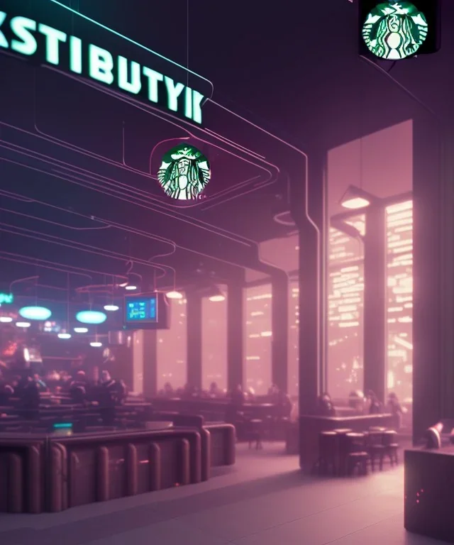 Starbucks, cyberpunk,