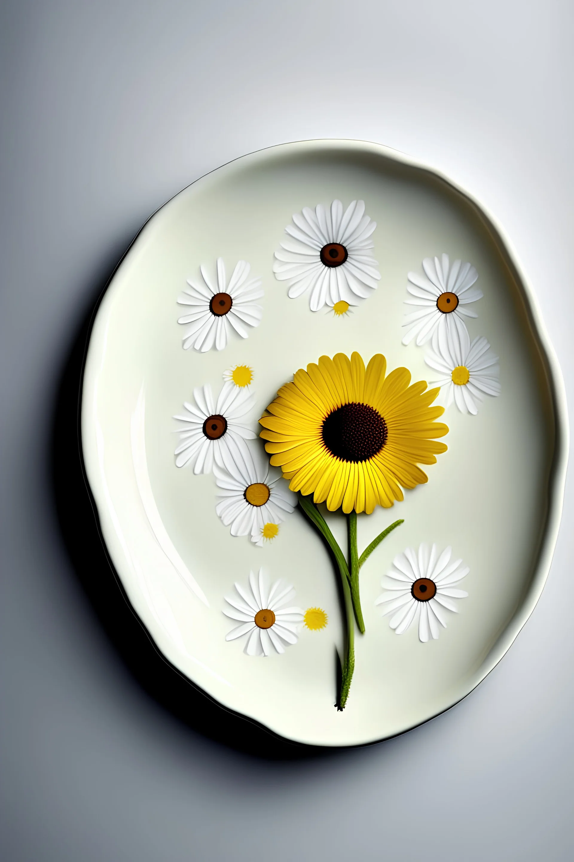 Plate in the shape of camomile