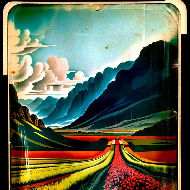 Daguerrotype stunning old frame old landscape odd creepy obsessive great nostalgia, bright, weird, old postcard landscape, cespugli, sfocato, sentiero, osceno, dettagli della cornice molto accentuati, polvere, 1950, old