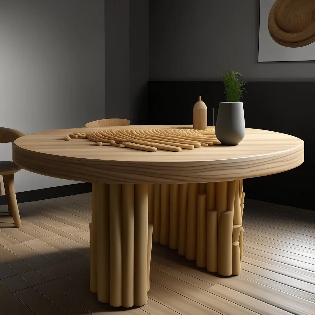 Table inspired by the rounded pasta concept