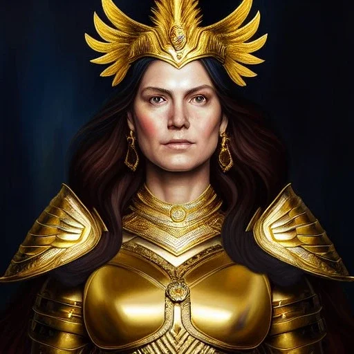 Ultra detailed fullbody Portrait in oil on canvas of beautiful WArrioress with phoenix Gold Armor ,extremely detailed digital painting, extremely detailed face,crystal clear Big Glowing eyes, mystical colors ,perfectly centered image, perfect composition, rim light, beautiful lighting, 8k, stunning scene, raytracing, anatomically correct, in the style of robert e howard and Ken Kelley and Ohrai Noriyoshi and Simon Bisley and tomzj1