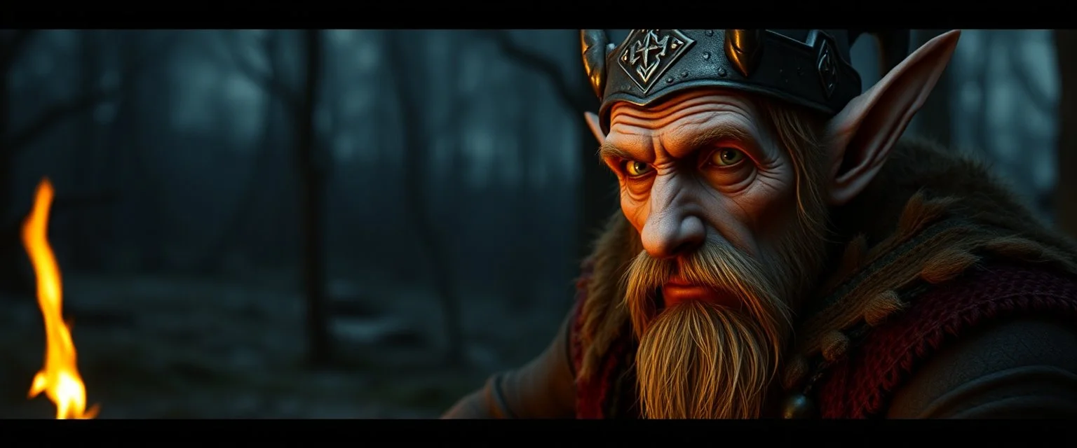 king elf weasel in style of Rembrandt and Fallout 4, with motion blur