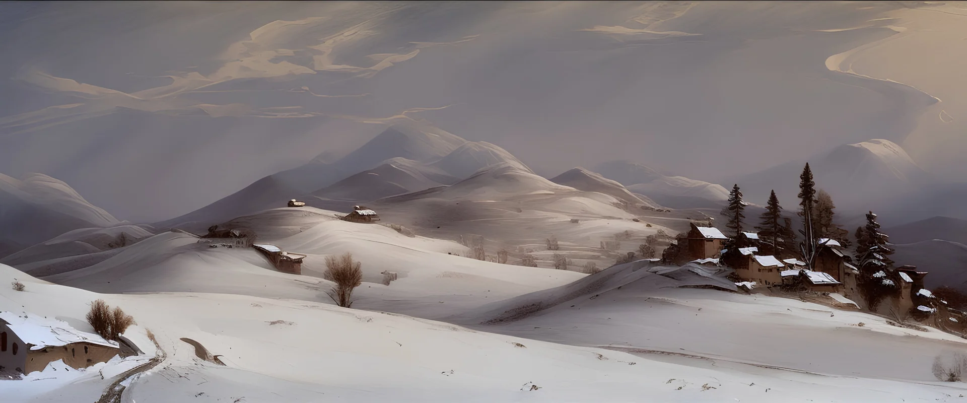 hills in snow by Andrea del sarto