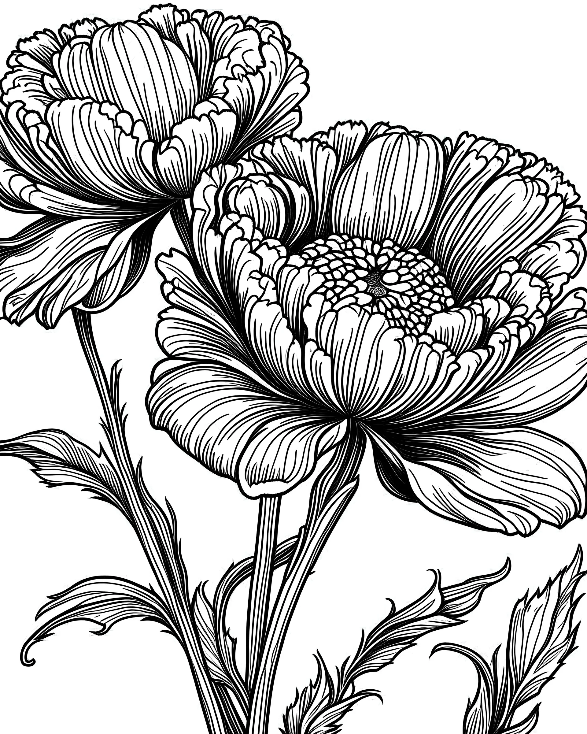 real massive Carnation flower coloring page