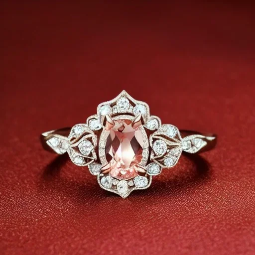 diamond and morganite ring, art noveau, filigree, floral, breathtaking, highly ornate, delicate, intricate, photorealistic, high fashion, fine jewellery, luxury, designer