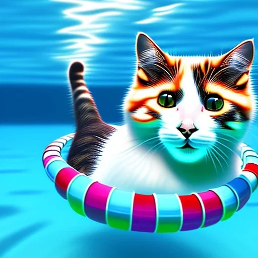 Eine Katze schwimmt im Swimmingpool