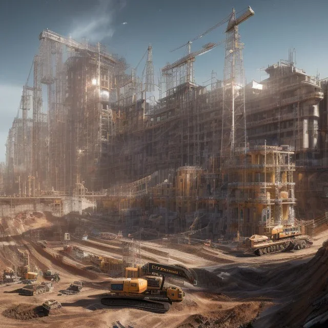 new tunnel makers, heavy spinning drilling drills construction machines, Giant hybrid human future armor workers, large tools digging holes in the earth, large subway, flying cars trucks