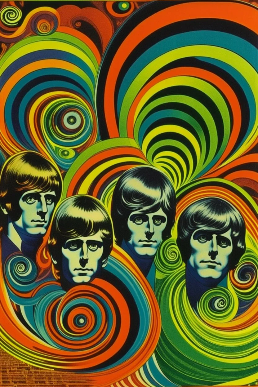 copertina album musicale anni 60 di band effetto fluido acido con "#9 " ripetuto