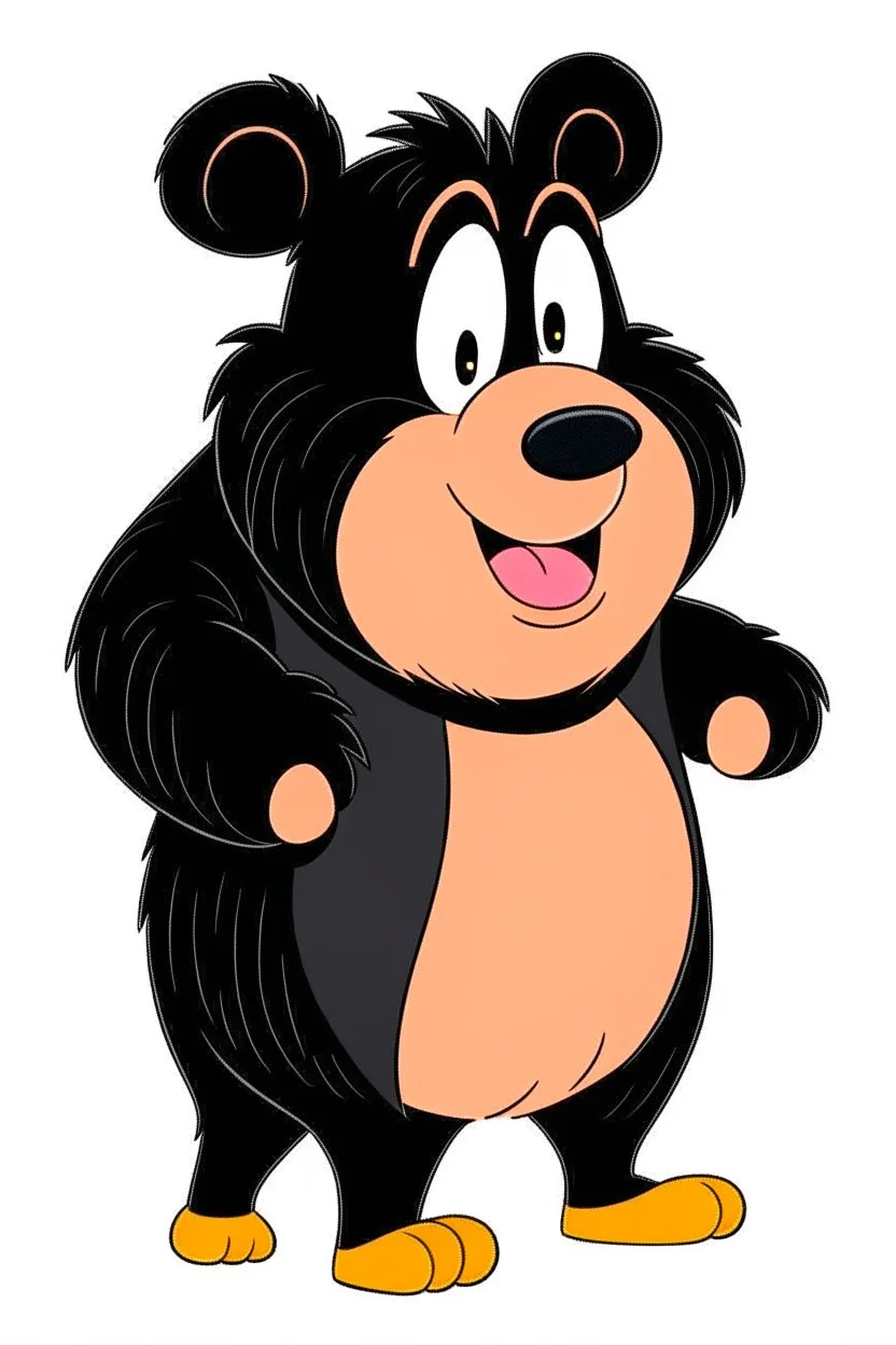 Pig in a black bear costume, as it would appear on Looney Tunes