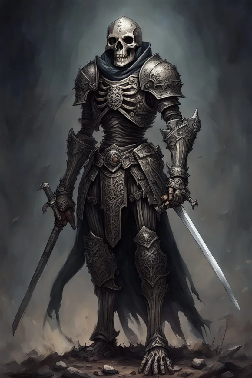 dark age armored skeleton knight with sword , death incarnate