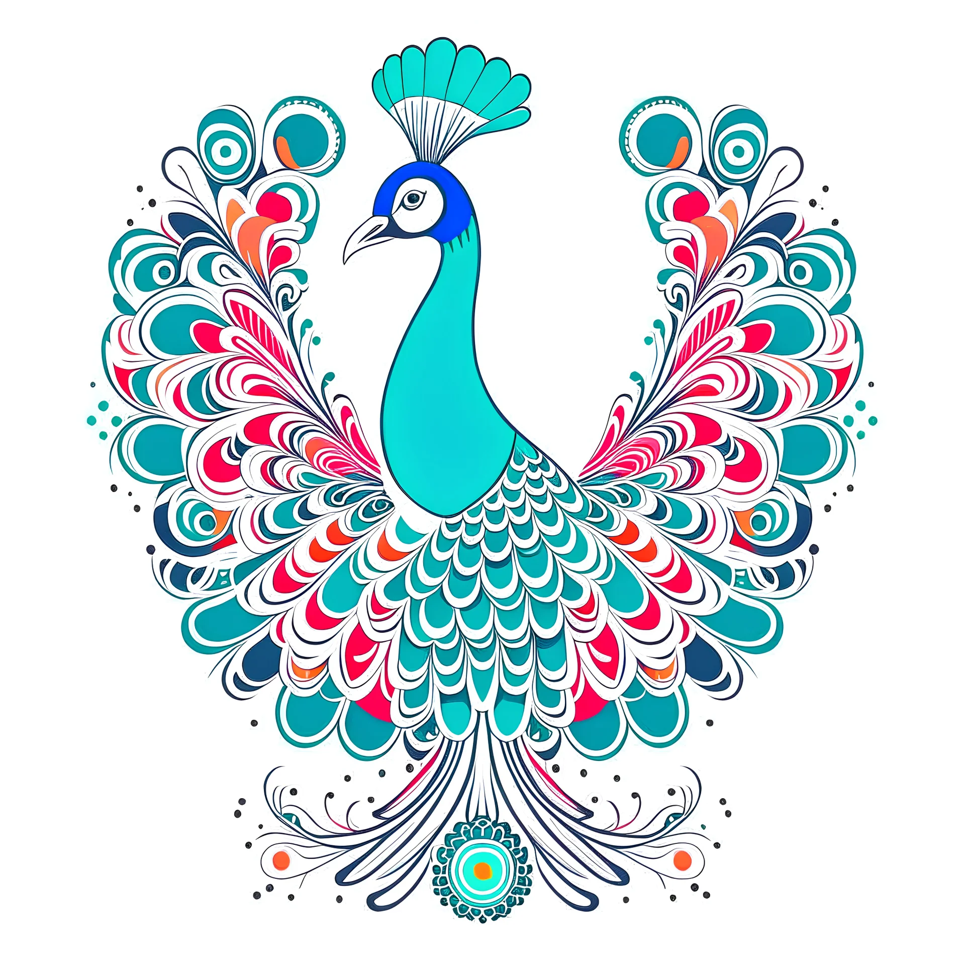 sweet Peacock, ((flat white background)), line art, white background style. detailed, realistis, aesthetic, vector