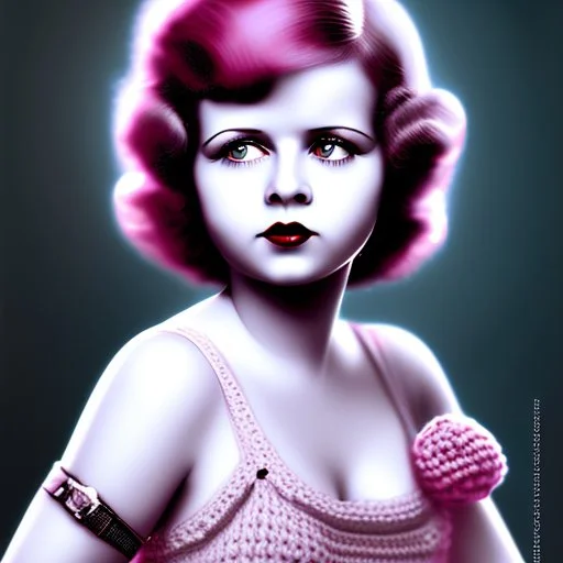 Clara bow, with pink hair and crochet