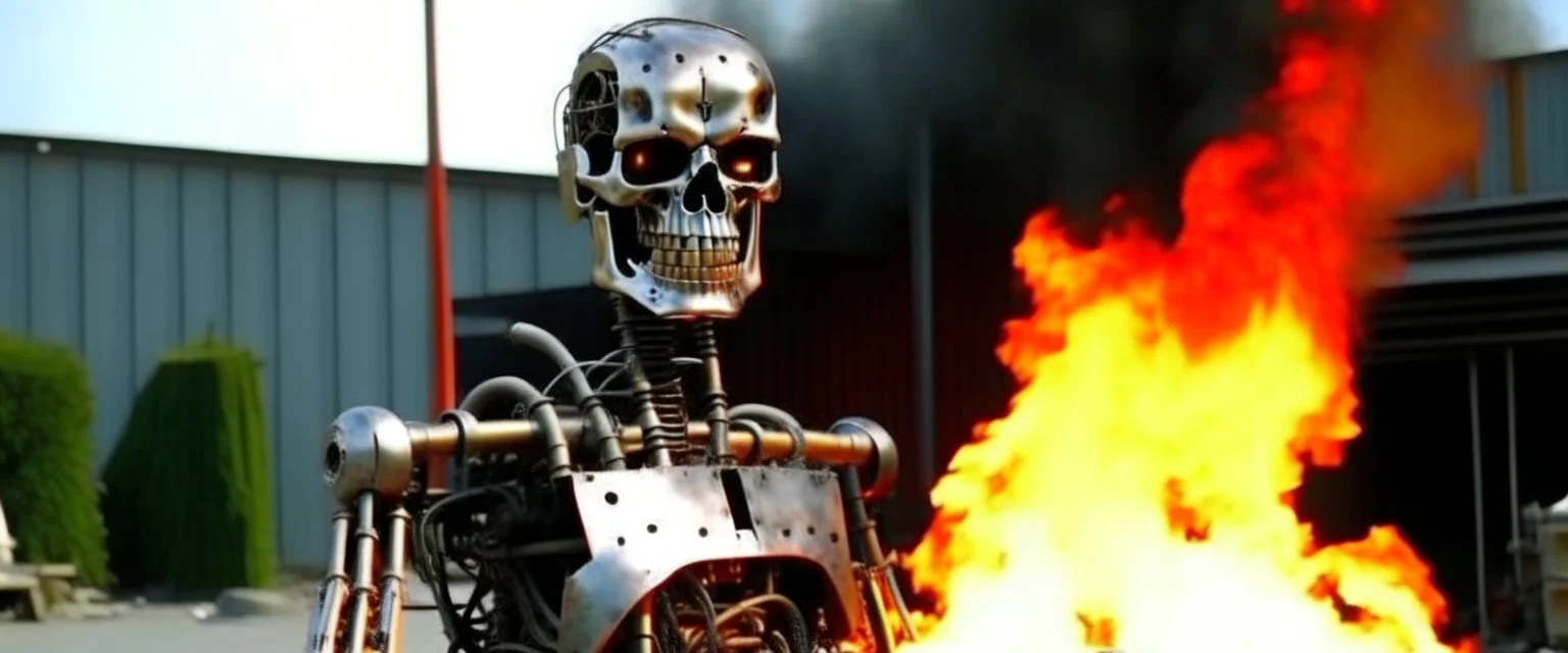 Un robot terminator met le feu à un studio de cinéma français