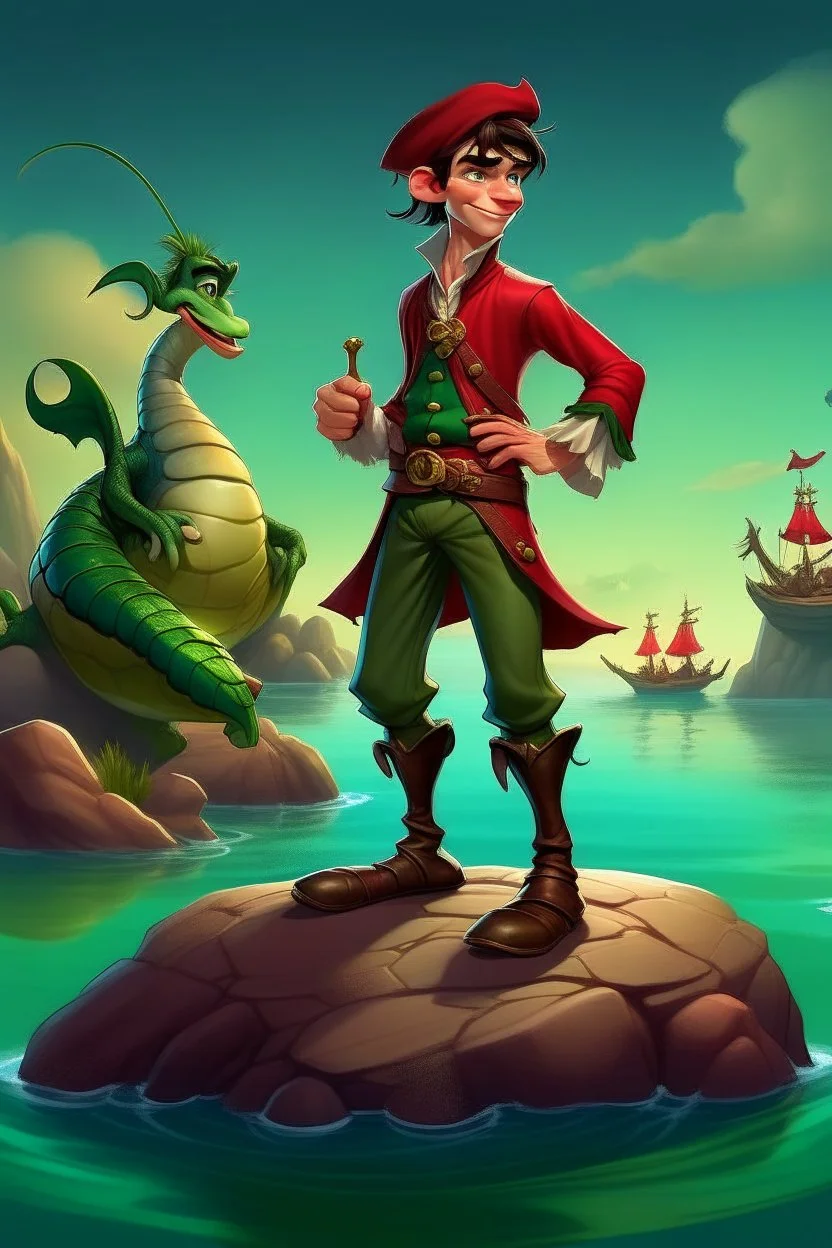 Portrait of a young captain hook with bo
