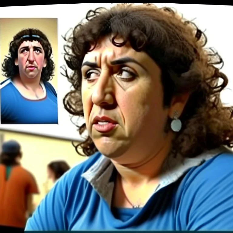 Create a highly realistic 3D scene. An detailed Realistic of Play Football Diego Maradona transforming her into a woman with the same specifications as the attached image. The method of transforming the painting in full detail. A comedic and funny touch. Ultra wide angle. Extremely realistic fine details. Highly realistic detailed display. Great full presentation and amazing drawing style. Transfer the full detailed drawing of the image at a wide and precise angle. Inspiri