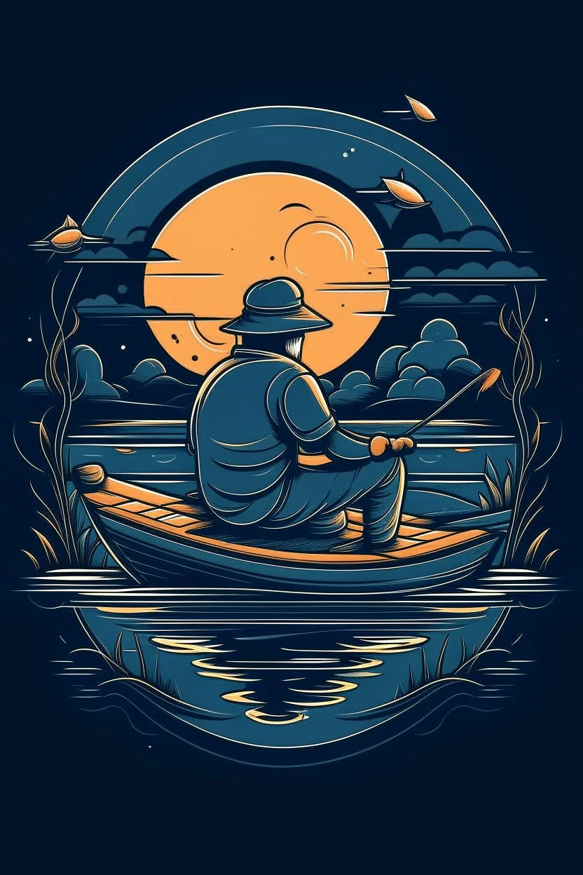 A ilustration I enjoy fishing. It is so relaxing., t-shirt design, no black ground, vector, 4k