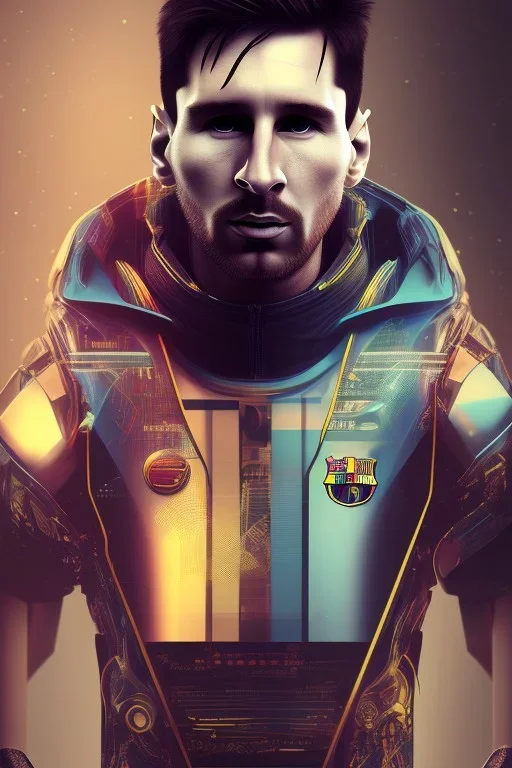 lionel Messi face style cyberpunk