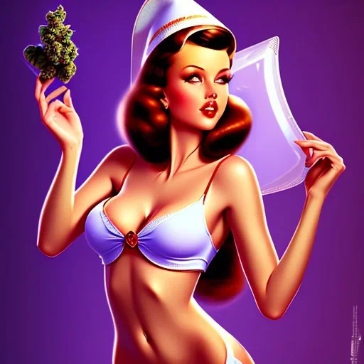 pin-up girl with marijuana