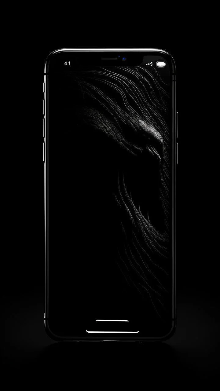 Your phone's background image represents an extremely dark and mysterious scene. The image features a pitch-black background, creating an aura of mystery and intrigue. Deep within the image, a cryptic monster is faintly visible, sporting a sly smile on its face. The monster's features appear enigmatic and profound, capturing the viewer's attention and arousing curiosity. The monster is subtly portrayed in the image, making it seem like a part of another mysterious world. The dark colors and dee