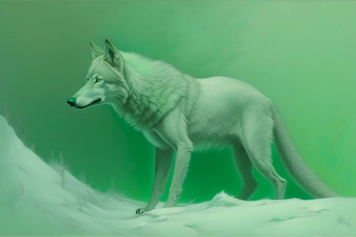 A mint colored ice elemental wolf painted by Birge Harrison