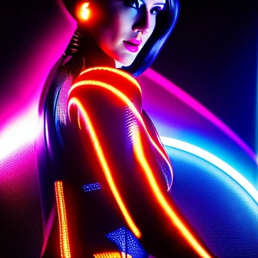 Ultra detailed fullbody Portrait in oil on canvas of busty beautiful female from Tron legacy,tron legacy light cycle,wearing skintight latex suit,extremely detailed digital painting, extremely detailed face,crystal clear Big eyes, mystical colors ,perfectly centered image, perfect composition, rim light, beautiful lighting,masterpiece,8k, stunning scene, raytracing, anatomically correct, in the style of Ohrai Noriyoshi and Evan lee and robert and howard and Ken Kelley and Simon Bisley and tomzj