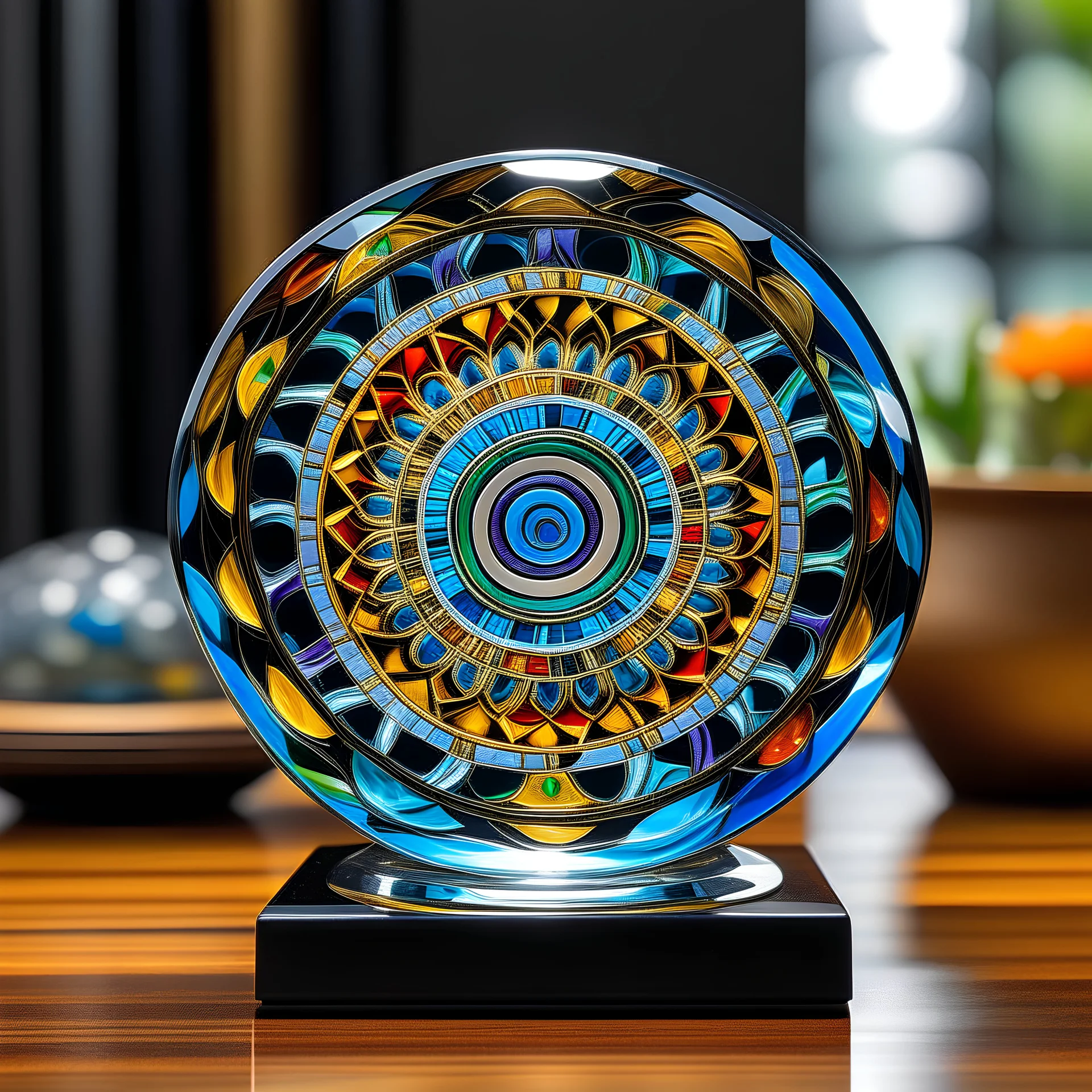 mandala embeded glass