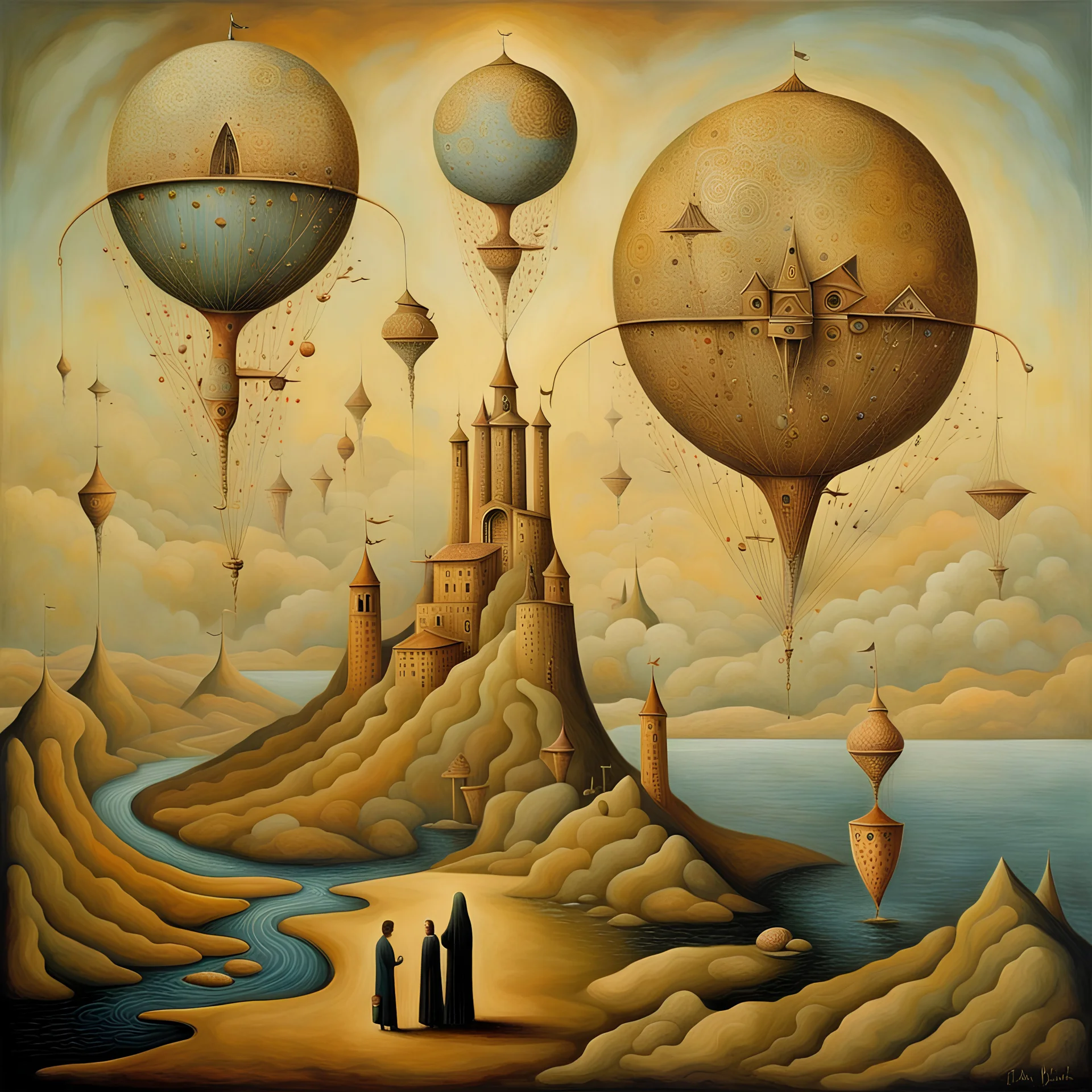 surrealist art {Caucuses, nart saga} . dreamlike, mysterious, provocative, symbolic, intricate, detailed