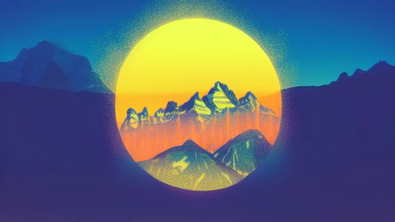 subject=(yeti), background=(mountains, alberta, forest fires, burning), time=(sunset), style=(vaporwave), effect=(smoke, plumes)