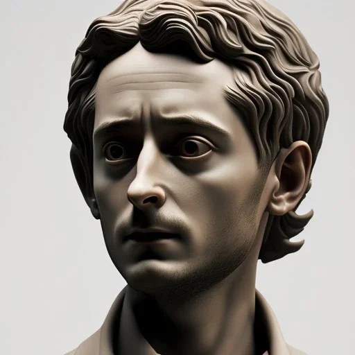 White Statue Elijah wood, Rome style sculpture, full body, hyper realistic, 8k,