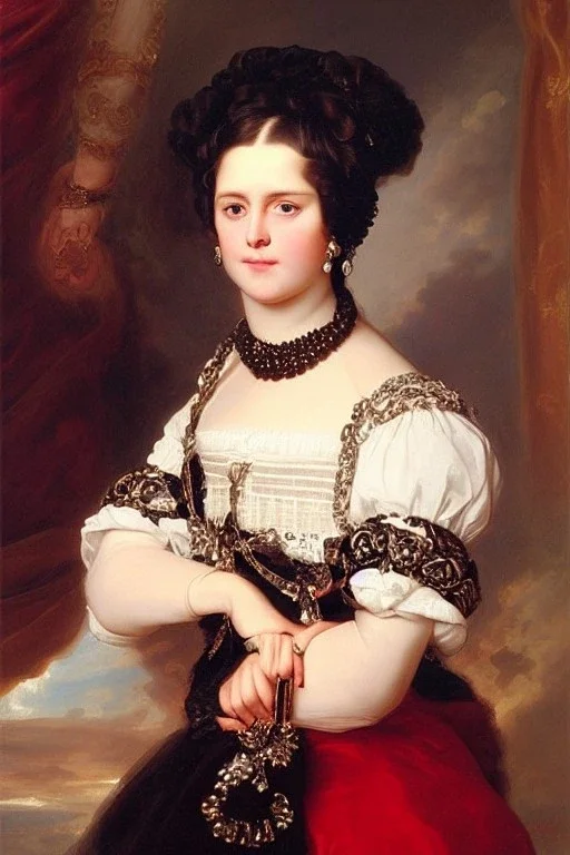 Elisabeth_of_Austria by_Franz_Xaver_Winterhalter .Cat face instead of human face, paws instead of human paws