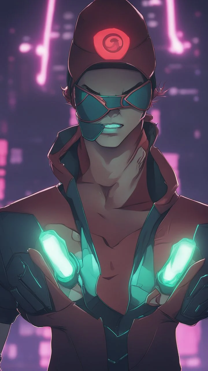 Lee Sin from League of Legends in cyberpunk