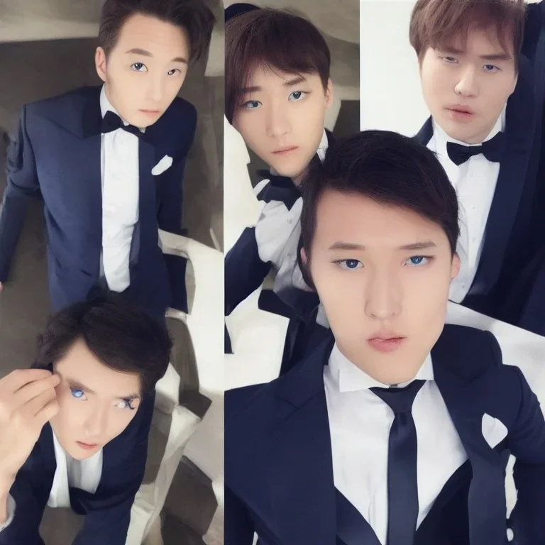 Man with blue eyes and tuxedo korean BABEH