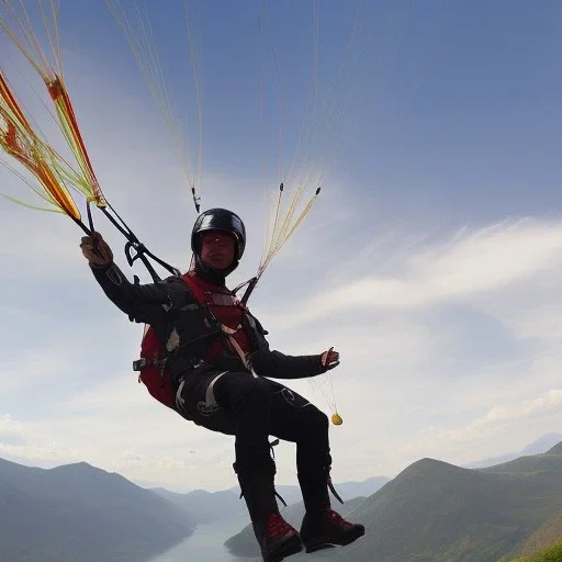 blonde paranoid fascist pig paragliding by the lake