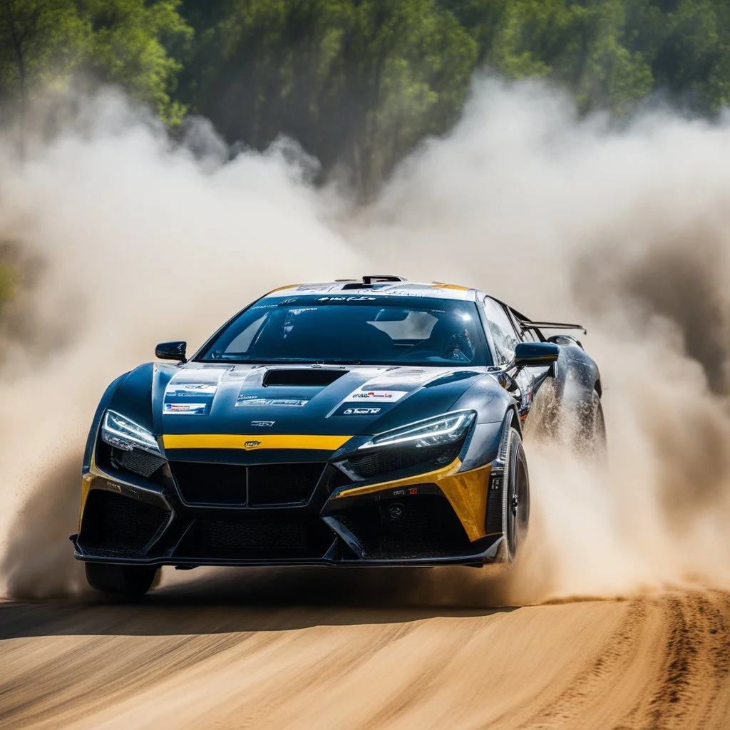 dramatic epic photography ralli art championship supercar race, facing front supercar futuristic modification ,full sticker name DV race decorations,on the way high speed drifting and jumping,on dune and watery spray and dirt roads forest