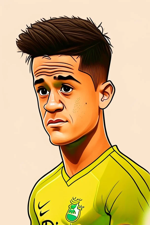 Philippe Coutinho Brazilian football player ,cartoon 2d