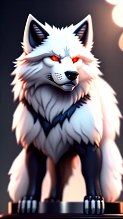 Feral, White fur, Werewolf, Red eyes, character, full body portrait, expert, insanely detailed, 4k resolution, cinematic smooth, intricate detail, fluffy, award wining portrait