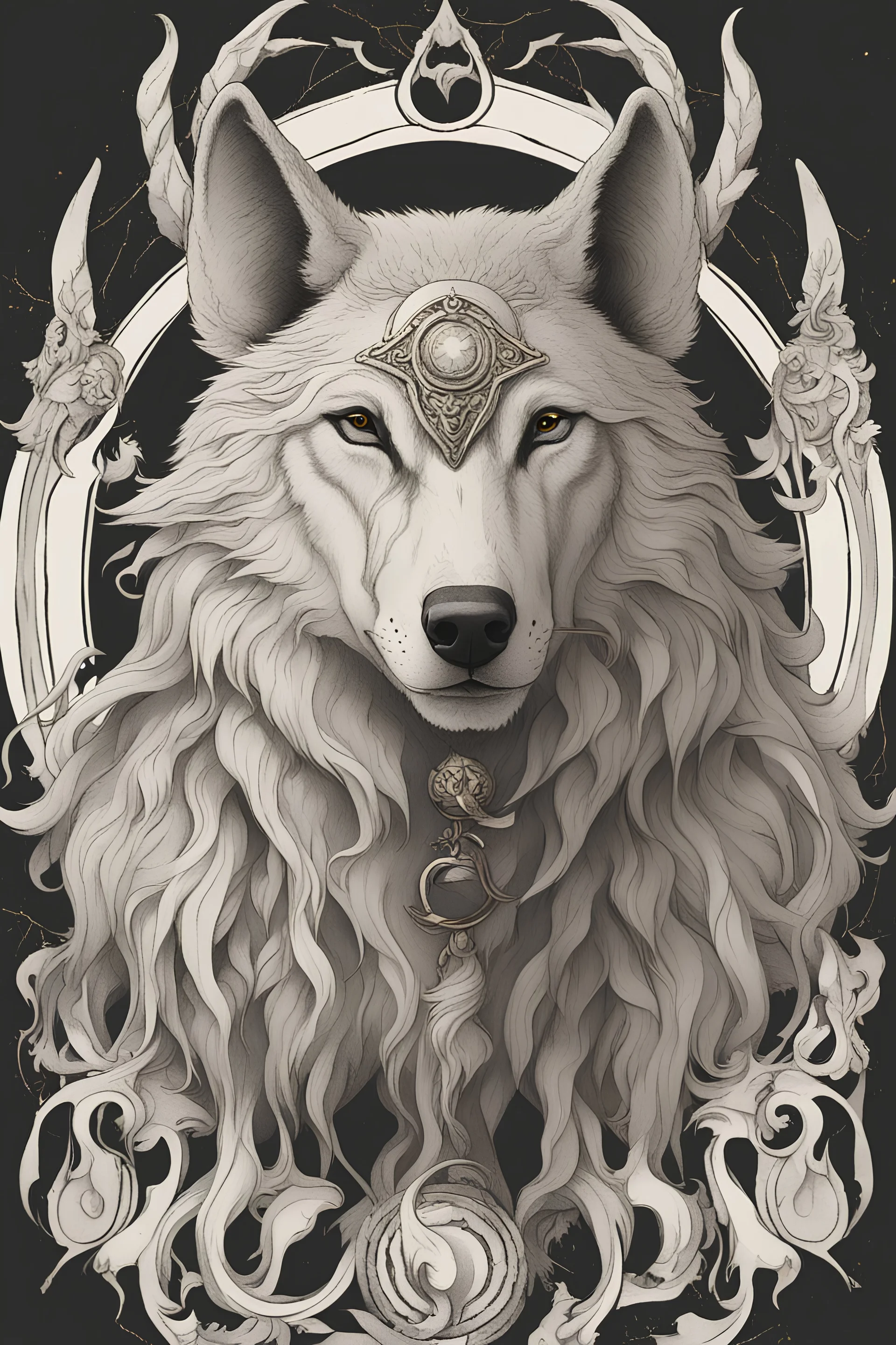 a wolf with aries horn