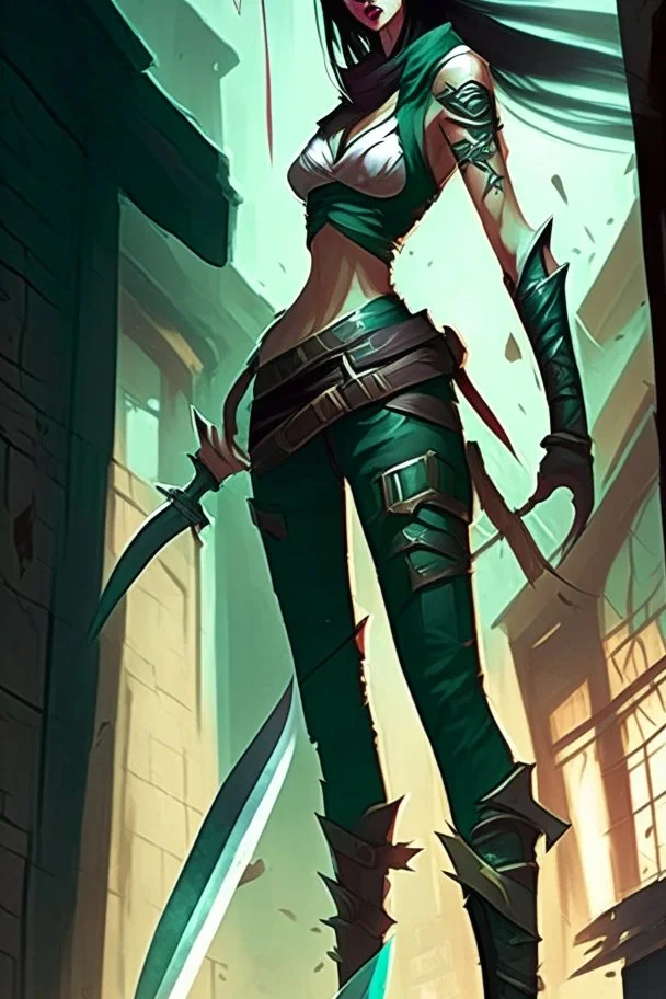 a woman with a Ninja's Machete standing in front of a building, akali, akali from league of legends, league of legends concept art, league of legends splash art, riot games concept art, league of legends character art, league of legends art, official splash art, iconic character splash art, beautiful female assassin, league of legend, league of legends art style