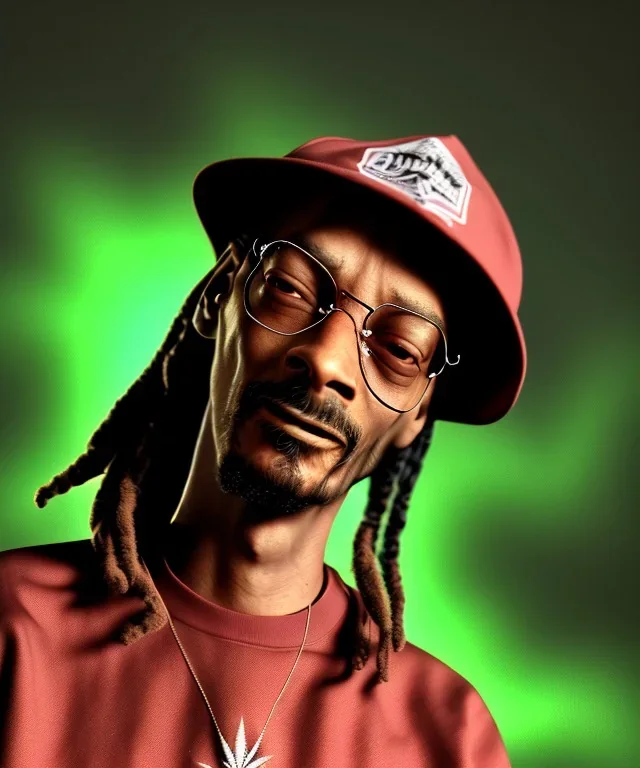 Snoop Dogg, smoke pot, weed background, hyper realistic