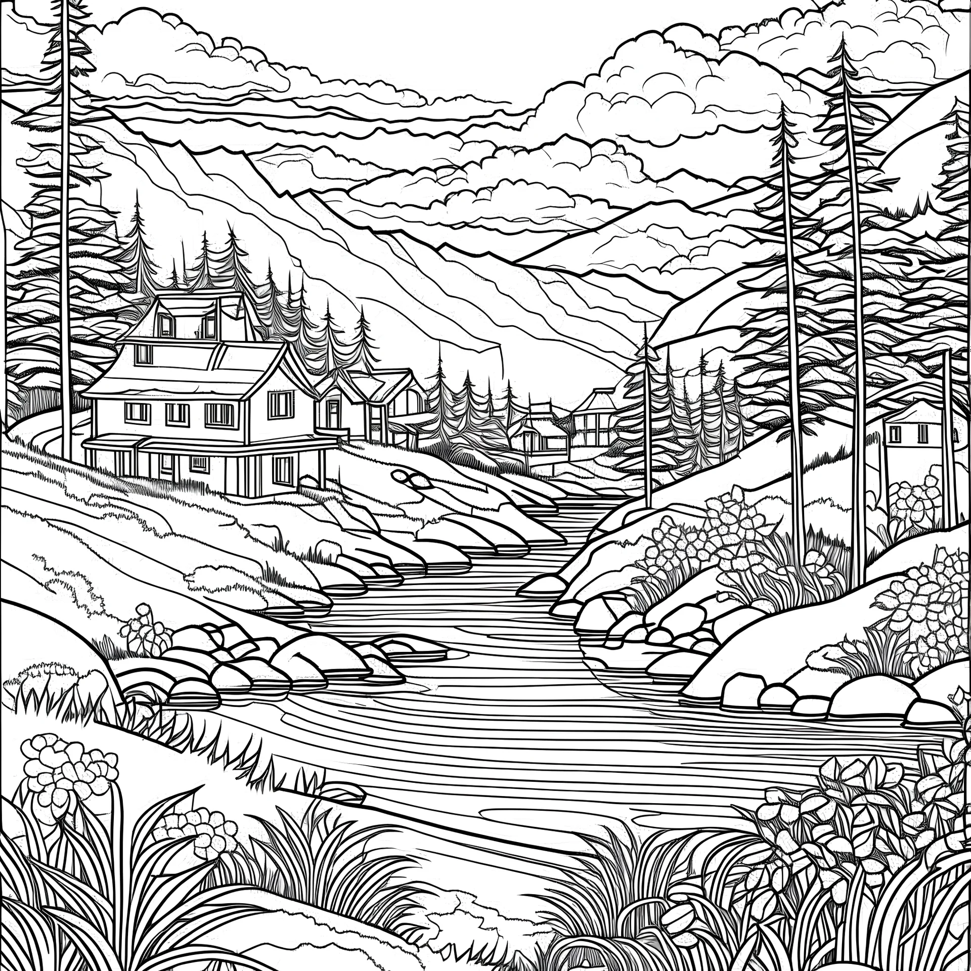 Relaxing Landscapes Coloring Book For Adults 500