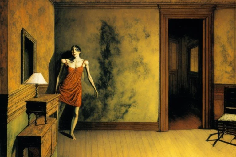 a chimera in a liminal room depicted by balthus