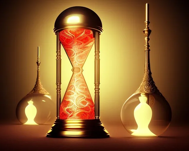 a detailed illustration of a glowing hourglass, intricate, realistic, digital art, meticulously detailed