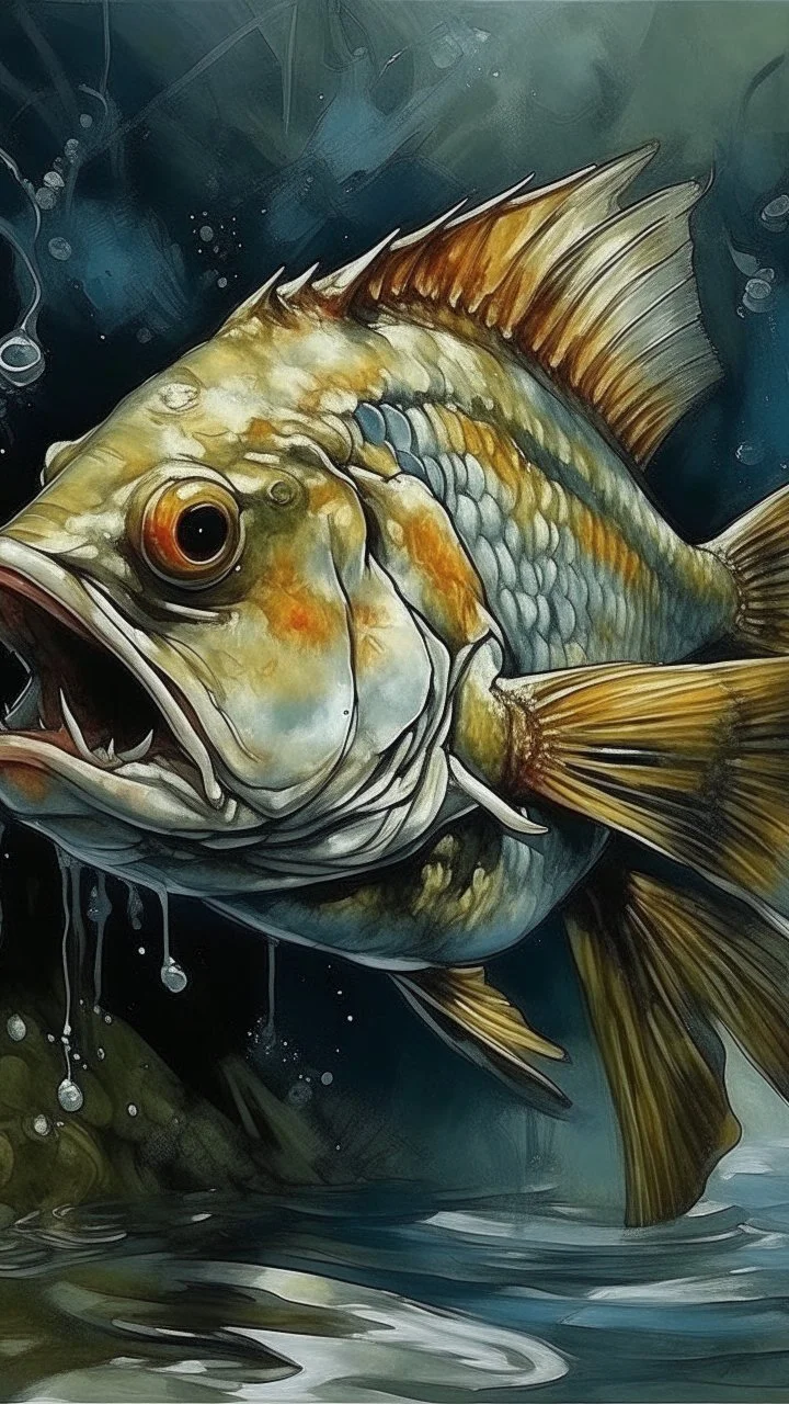 gambar ikan paus, Busch painting style nightmare