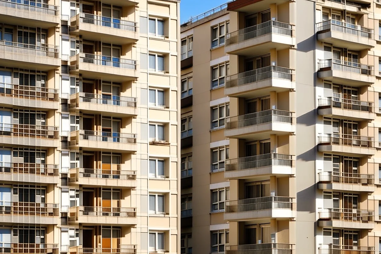 closeup of a group of blocks of residential buildings in a Spanish city