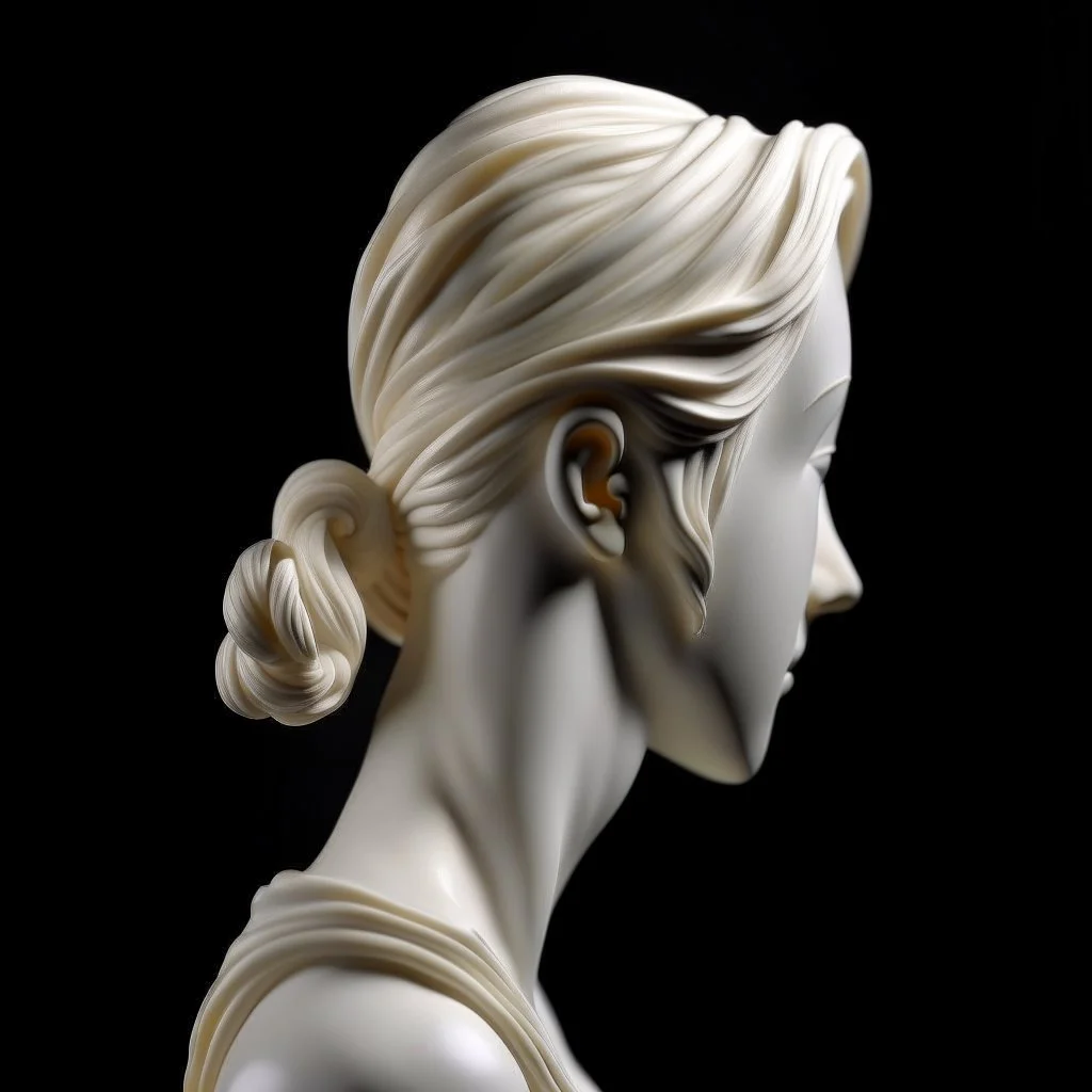 simple 3/4 view of a female marble sculpted hair
